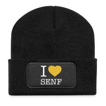 I love Senf - Recycelte Patch Beanie - Schwarz - Vorne