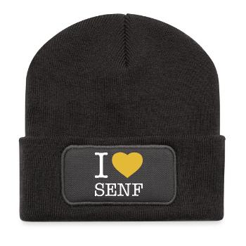I love Senf - Recycelte Patch Beanie - Dunkelgrau - Vorne