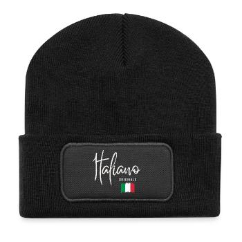 Born in Italy, originally from Italy - Recycled Patch Beanie - black - Front