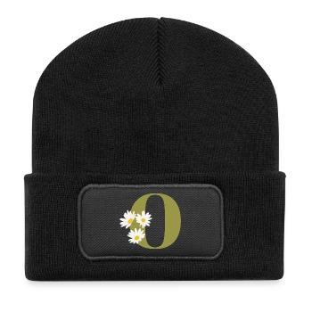 Letter o Green Daisies - Recycled Patch Beanie - black - Front