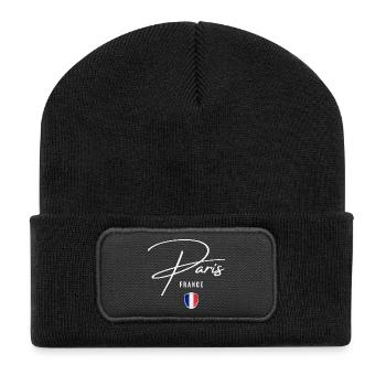 Paris France, elegant design Paris - Recycled Patch Beanie - black - Front