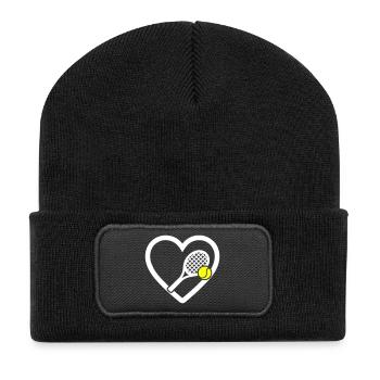 Tennis Coeur Raquette Balle Sport Passion - Beanie recyclé à patch - noir - Devant
