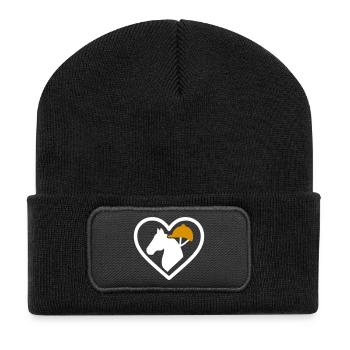 Reiten Herz Reiter Liebe Geschenk - Recycelte Patch Beanie - Schwarz - Vorne
