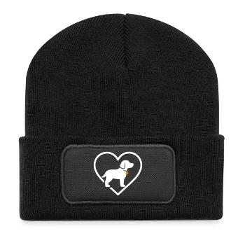 Dog Heart Silhouette Pet Lover Gift - Recycled Patch Beanie - black - Front