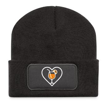 Spritz Herz Cocktail Orange Drink Sommer - Recycelte Patch Beanie - Dunkelgrau - Vorne