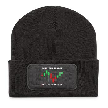 Finanzen Aktien Geld Trading Bitcoin Kapital - Recycelte Patch Beanie - Dunkelgrau - Vorne