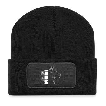 Hungarian Mudi Profil Hunde Hund Wilsigns - Recycelte Patch Beanie - Schwarz - Vorne