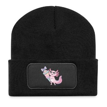 Pink Axolotl Eiscreme Party - Recycled Patch Beanie - black - Front