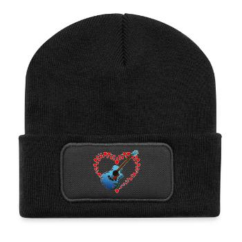 Heart with guitar - Recycled Patch Beanie - black - Front