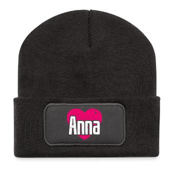 I Love Anna Pink Heart I Love Anna - Recycled Patch Beanie - dark grey - Front
