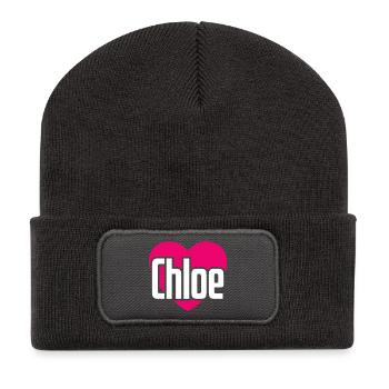 I Love Chloe Pink Heart I Love Chloe - Recycled Patch Beanie - dark grey - Front