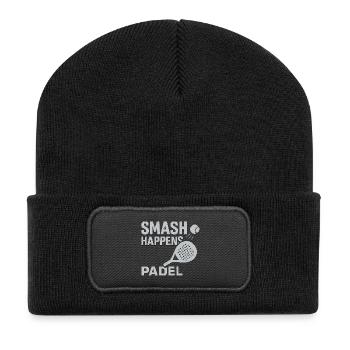 Smash Happens Padel - Recycelte Patch Beanie - Schwarz - Vorne