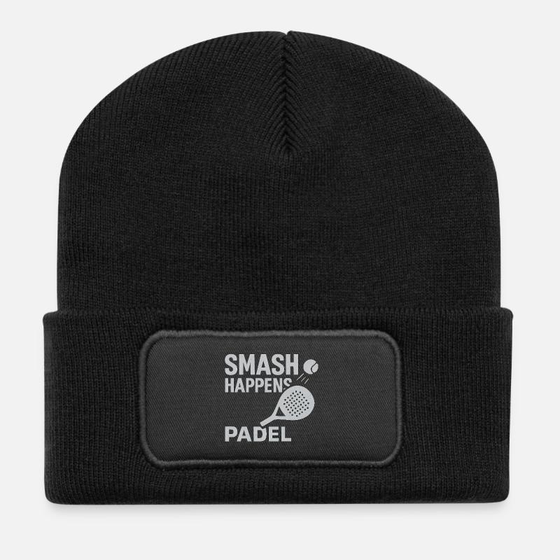 Smash Happens Padel - Recycelte Patch Beanie - Schwarz