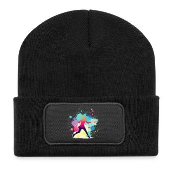Tennis, Tennis Player Woman, Tennis Graphic - Recycled Patch Beanie - black - Front
