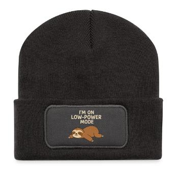 Paresseux du sommeil : mode faible consommation - Beanie recyclé à patch - charbon - Devant