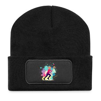 Lacrosse, Lacrosse Player Woman, Lacrosse Graphic - Recycled Patch Beanie - black - Front