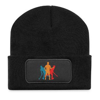 Feldhockey Hockeyspieler Retro Kinder Hockey  - Recycelte Patch Beanie - Schwarz - Vorne