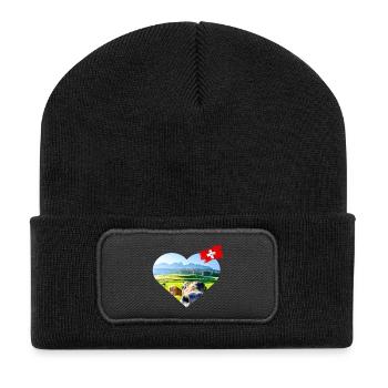 Avec amour Schweiz - Beanie recyclé à patch - noir - Devant