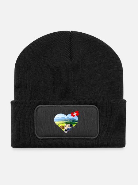 Avec amour Schweiz - Beanie recyclé à patch - noir