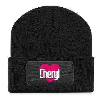 I Love Cheryl Pinkes Herz Ich liebe Cheryl - Recycelte Patch Beanie - Schwarz - Vorne