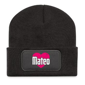 J’aime Mateo Pink Heart J’aime Mateo - Beanie recyclé à patch - charbon - Devant