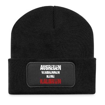 Joggen Geschenk Jogger Laufsport Sport Fitness - Recycelte Patch Beanie - Schwarz - Vorne