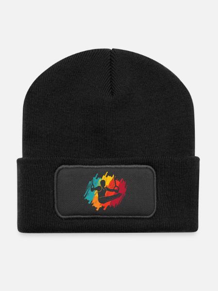 Gymnastes, gymnastique rétro, gymnastique en ring, gymnastique - Beanie recyclé à patch - noir
