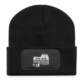 Stadtbild - deutsch - ready when you are - Recycelte Patch Beanie - Schwarz - Vorne