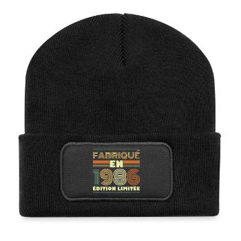 Vintage 1986 Cadeau D'anniversaire 40 ans - Beanie recyclé à patch - noir - Devant