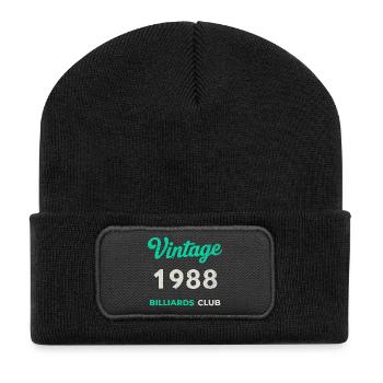 Vintage 1988 – Billiards Club Retro Geburtsjahr - Recycelte Patch Beanie - Schwarz - Vorne