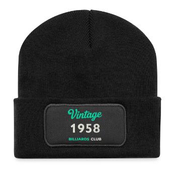 Vintage 1958 – Billiards Club Retro Geburtsjahr - Recycelte Patch Beanie - Schwarz - Vorne
