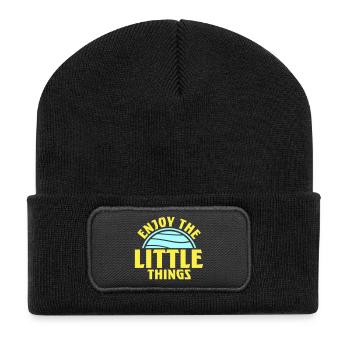 Enjoy The Little Things Dankbarkeit Achtsamkeit - Recycelte Patch Beanie - Schwarz - Vorne