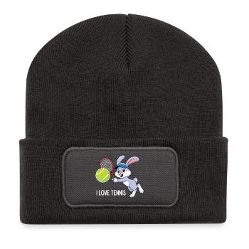 Ich liebe Tennis - Recycelte Patch Beanie - Dunkelgrau - Vorne