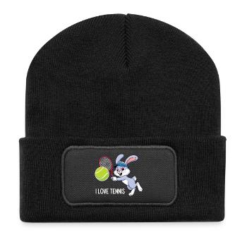 I love tennis. - Recycled Patch Beanie - black - Front