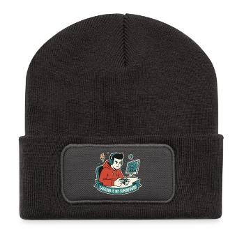 Lagging ist meine Superkraft - Recycelte Patch Beanie - Dunkelgrau - Vorne