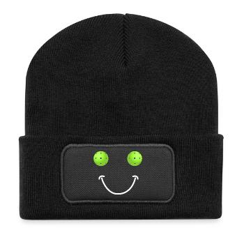 Visage Heureux Pickleball - Beanie recyclé à patch - noir - Devant