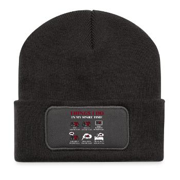 Choses que je fais pendant mon temps libre - Beanie recyclé à patch - charbon - Devant