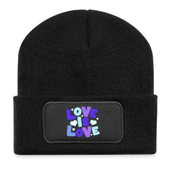 Love is Love Pastel Hearts - Recycelte Patch Beanie - Schwarz - Vorne