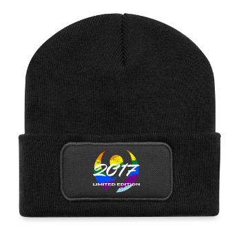 9th Birthday 2017 Boys and Girls Gift - Recycled Patch Beanie - black - Front