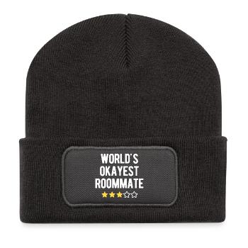 Humor 3 étoiles pour le colocataire le plus correct du monde - Beanie recyclé à patch - charbon - Devant