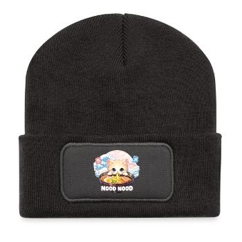 Ramen Katze Kanagawa Pastell - Recycelte Patch Beanie - Dunkelgrau - Vorne
