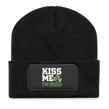 Kiss Me I'm Irish Shamrock - Recycled Patch Beanie - black - Front