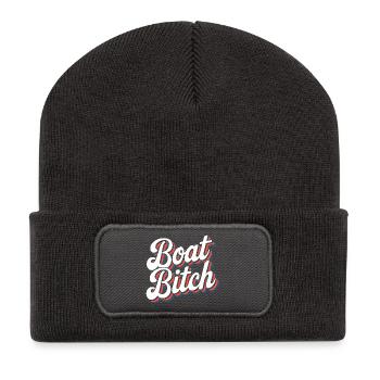 Typographie Funny Retro Boat Life - Beanie recyclé à patch - charbon - Devant