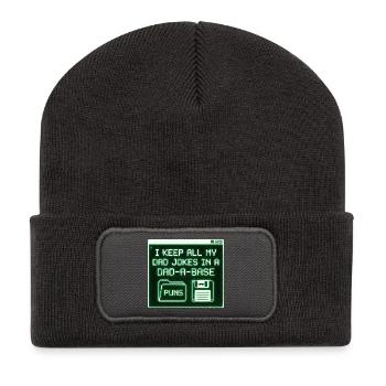 I Keep All My Dad Jokes In A Dad A Base - Recycled Patch Beanie - dark grey - Front
