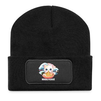 Kawaii Neko Ramen Cat Noodle Anime - Recycelte Patch Beanie - Schwarz - Vorne