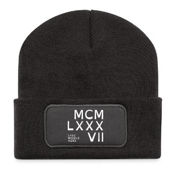 1987_COMPANY_white - Beanie recyclé à patch - charbon - Devant