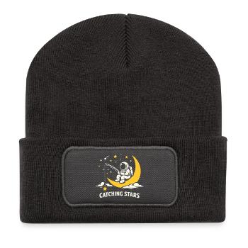Astronaute à la pêche aux étoiles sur la Lune - Beanie recyclé à patch - charbon - Devant
