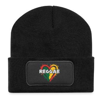 Reggae Heart in Colors - Recycled Patch Beanie - black - Front