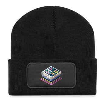 Pixel Art de console de jeux rétro - Beanie recyclé à patch - noir - Devant