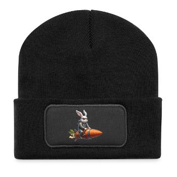 Rakete Osterhase Spays - Recycelte Patch Beanie - Schwarz - Vorne